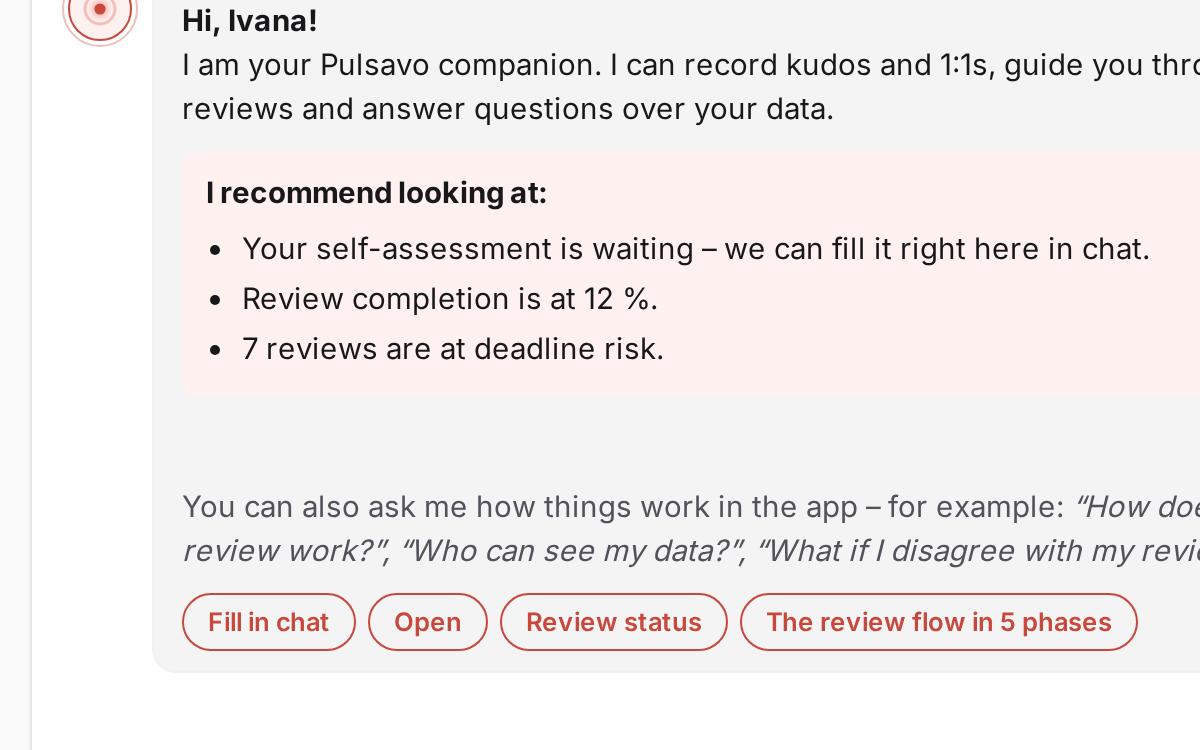 Pulsavo Copilot: a chat where the AI summarises the situation and recommends next steps.